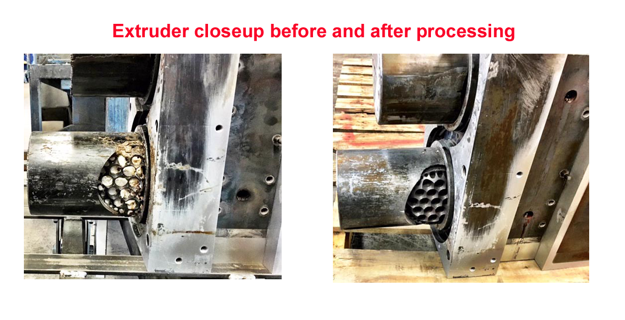 Extruder Closeup Before and After processing